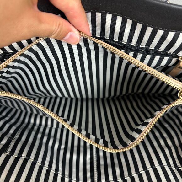 Kate Spade Hudson Street Kellan Shoulder Satchel Bag Leather Tan Black Large - Picture 7 of 10